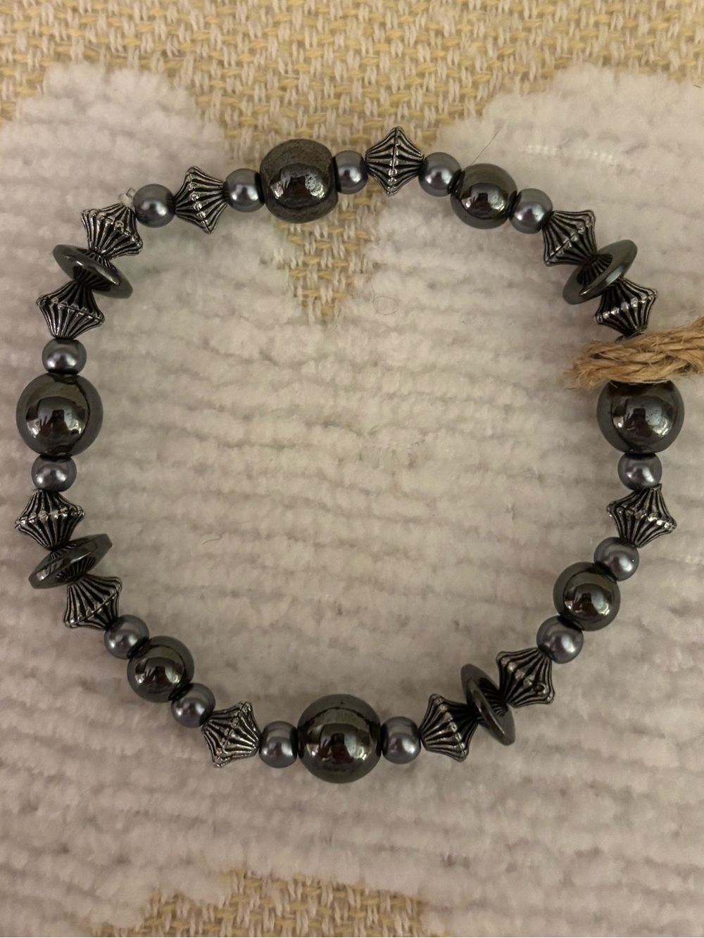 Hematite Gray Beaded Stretch Bracelet